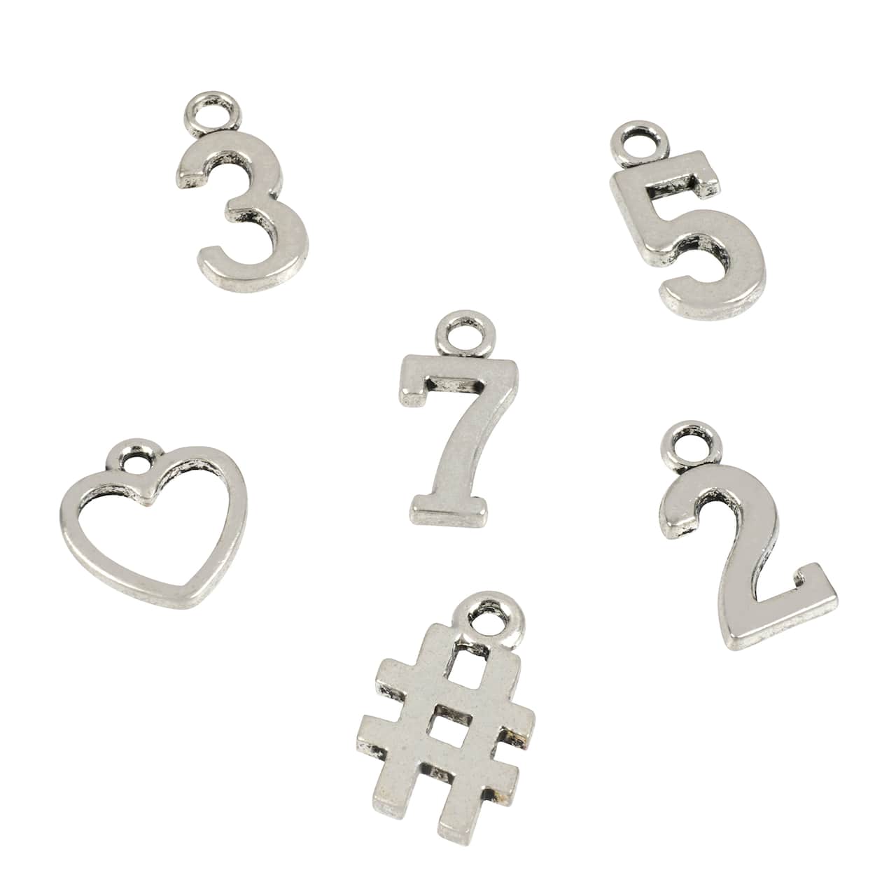 Silver Metal Number Beads by Bead Landing™